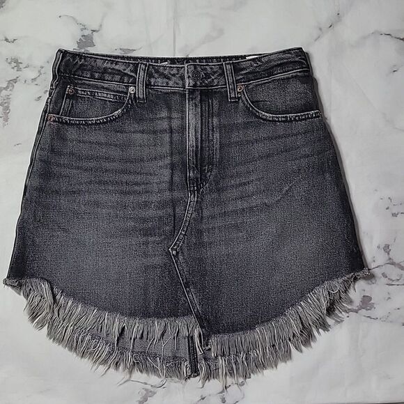 Free People Black Denim Zip It Up Skirt - Picture 1 of 3